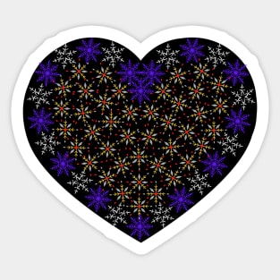 White and blue snowflakes fancy heart Sticker